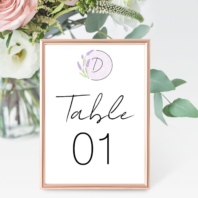 Lavender Monogram Wedding Table Number (Creator Uploaded)