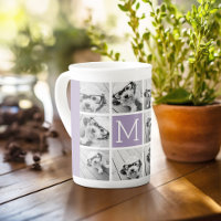 Lavender Monogram with 8 Photo Collage Grid