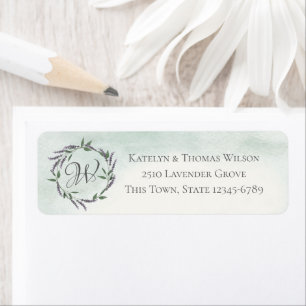 Lavender Monogram Wreath Return Address Label