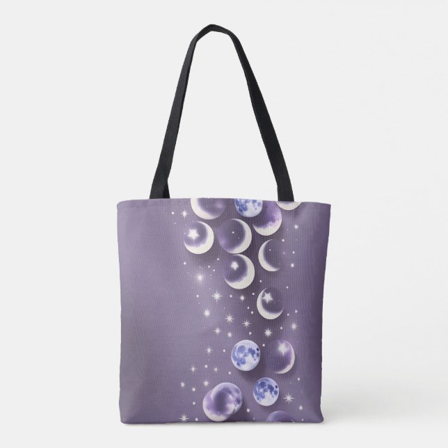 Lavender Moon Calm Dreamy Aesthetic Tote Bag (Back)