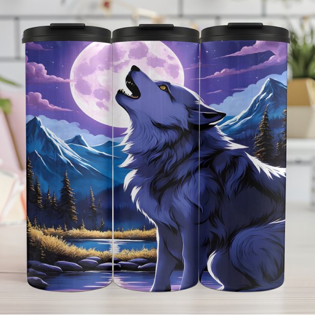 Lavender Moon Wolf's Lonely Call Thermal Tumbler (Creator Uploaded)