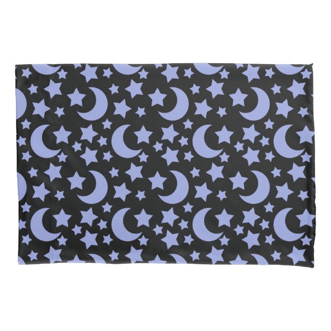 Lavender Moons and Stars Celestial Pattern Pillowcase (Front)