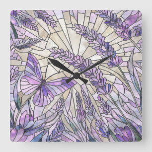 Lavender Morning Bliss - Mosaic Art Square Wall Clock