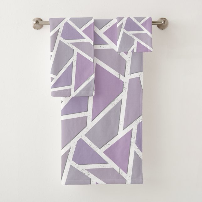 Lavender mosaic pattern bath towel set (Insitu)