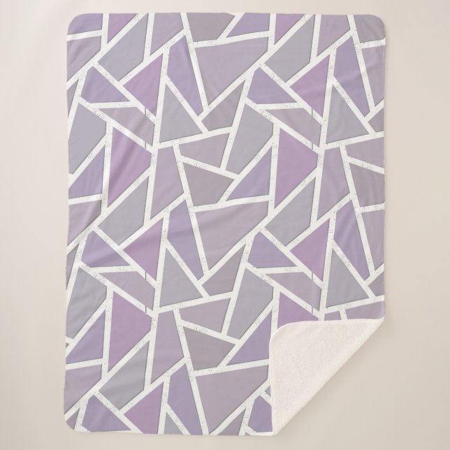 Lavender mosaic pattern sherpa blanket (Front)