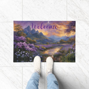 Lavender Mountain Valley at Dawn Doormat