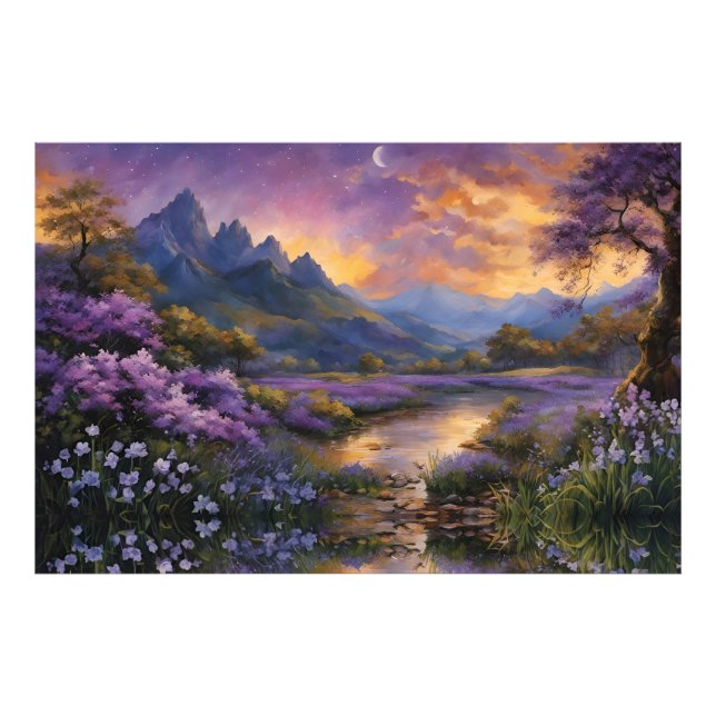 Lavender Mountain Valley at Dawn Photo Print (Front)