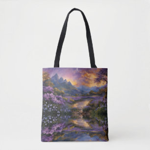 Lavender Mountain Valley at Dawn Tote Bag