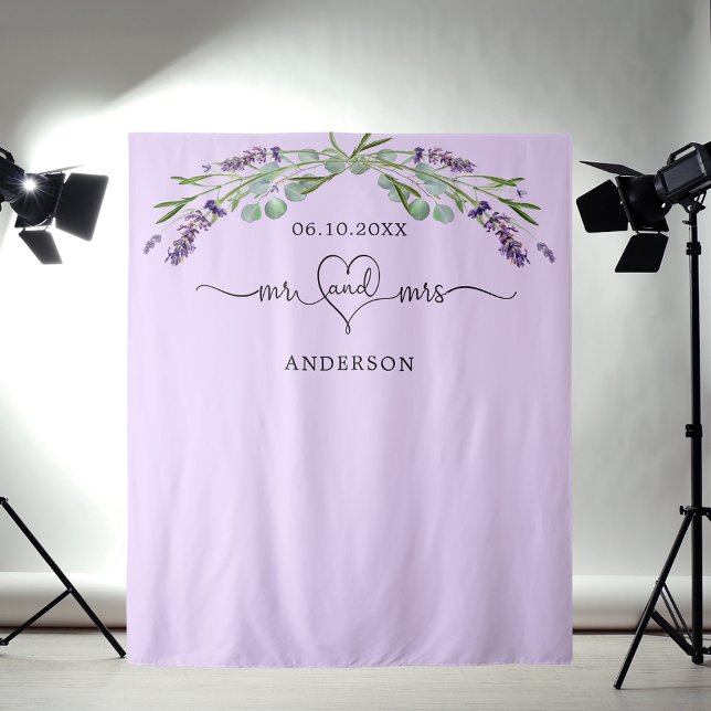 Lavender Mr mrs heart  wedding photo Tapestry (Creator Uploaded)