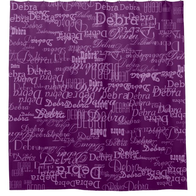 lavender names on purple personalised shower curtain (Front)
