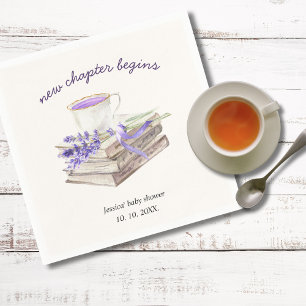 Lavender New Chapter Begins Tea Cup Baby Shower Napkin
