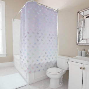 Lavender Ombre Rainbow Dragonflies Shower Curtain