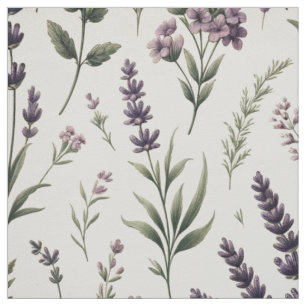 Lavender on Cream Vintage Floral Fabric
