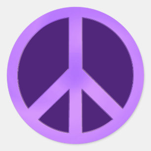 Lavender on Dark Purple Peace Sign Classic Round Sticker