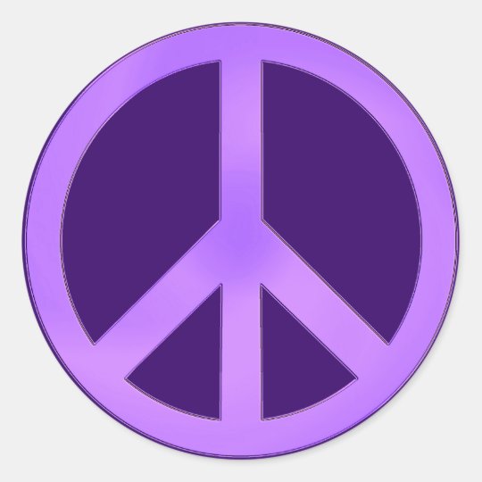 Lavender On Dark Purple Peace Sign Classic Round Sticker Zazzle Com Au