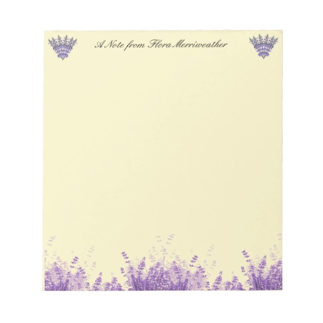 Lavender on Parchment Personalized Notepad (Front)