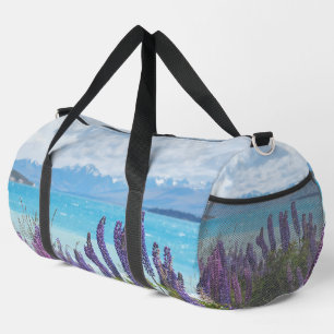 lavender on the lake shore duffle bag