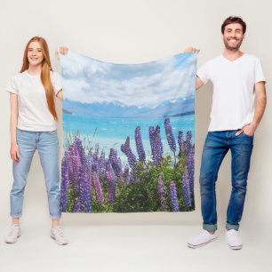 lavender on the lake shore fleece blanket