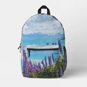 lavender on the lake shore printed backpack