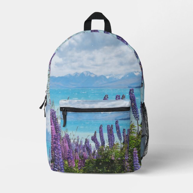 lavender on the lake shore printed backpack (Front)