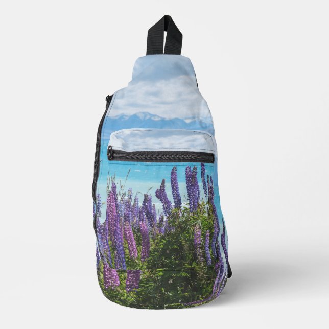 lavender on the lake shore sling bag (Front)