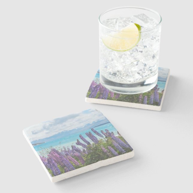 lavender on the lake shore stone coaster (Side)