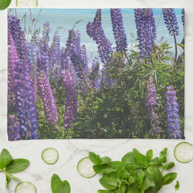 lavender on the lake shore tea towel (Folded)