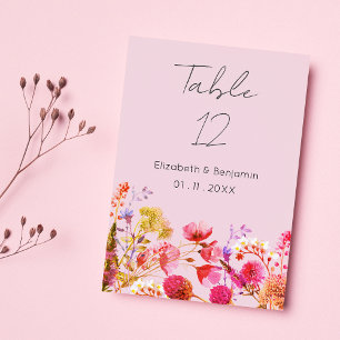 Lavender Orange Pink Yellow Floral Table Numbers