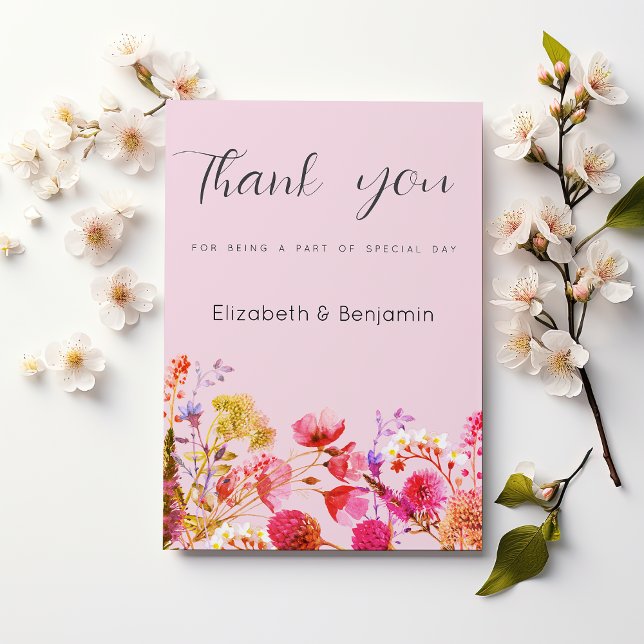 Lavender Orange Pink Yellow Floral Thank You  Invitation (Lavender Orange Pink Yellow Floral Thank You )
