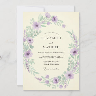 Lavender Painterly Spring Wedding Invitation