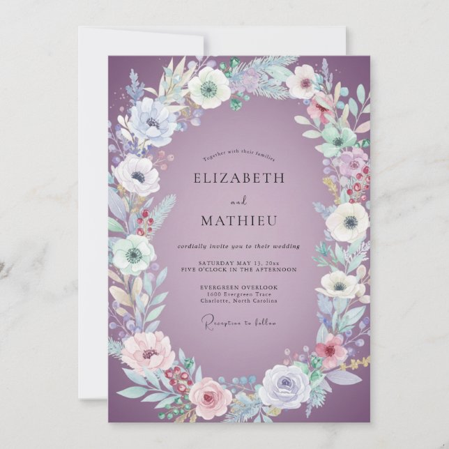 Lavender Painterly Watercolor Wedding Invitation (Front)