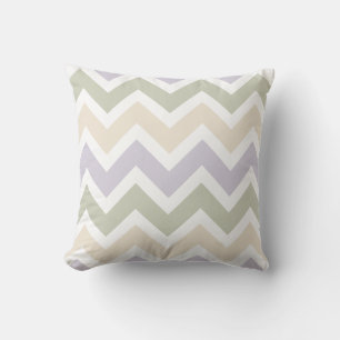 Lavender, Pale Green, Ivory Chevron Pattern Cushion