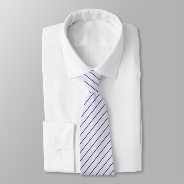 Lavender / Pale Violet & Charcoal Grey Pinstripes Tie (Tied)