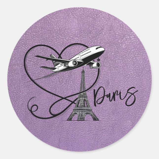 Lavender Paris Passport  Classic Round Sticker (Front)