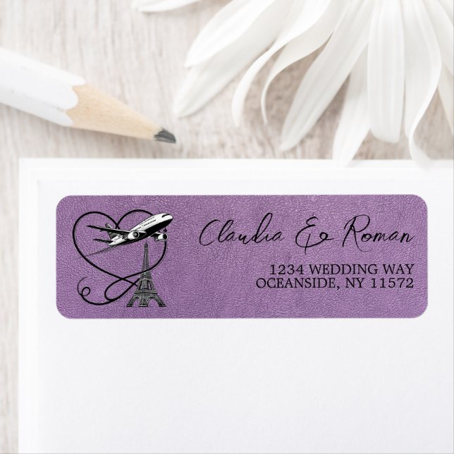 Lavender Paris Passport Return Address Label (Insitu)