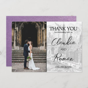 Lavender Paris Passport Thank You Card