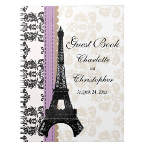 Lavender Parisian Eiffel Tower Wedding Guest Book
