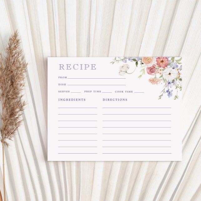 Lavender Pastel Floral Bridal Shower Recipe Card (Creator Uploaded)