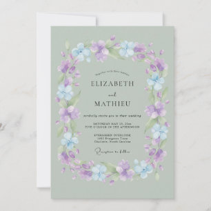 Lavender Pastel Floral Wreath Wedding Invitation