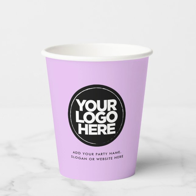 Lavender Pastel Pink | Personalised Logo and Text Paper Cups (Front)