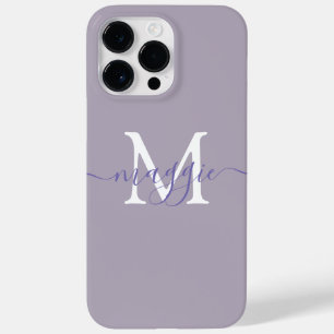 Lavender Pastel Script Monogram Custom Name  Case-Mate iPhone 14 Pro Max Case