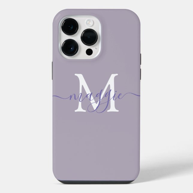 Lavender Pastel Script Monogram Custom Name  iPhone Case (Back)