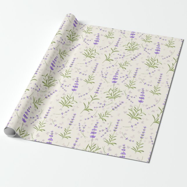 Lavender pattern wrapping paper (Unrolled)