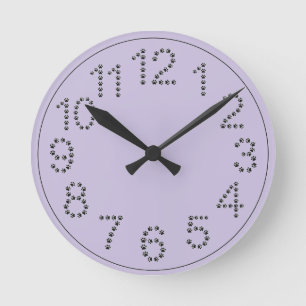 Lavender Paw Print Numbers Wall Round Clock