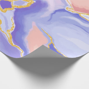 Lavender Peach Marble with Gold Veins Wrapping Paper
