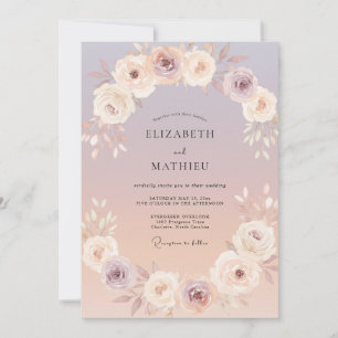 Lavender Peach Serene Romantic Wedding Invitation