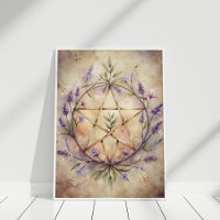 Lavender Pentacle Wall Art - Soft Witch Home Decor