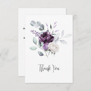 Lavender Peonies and White Roses Wedding Thank You