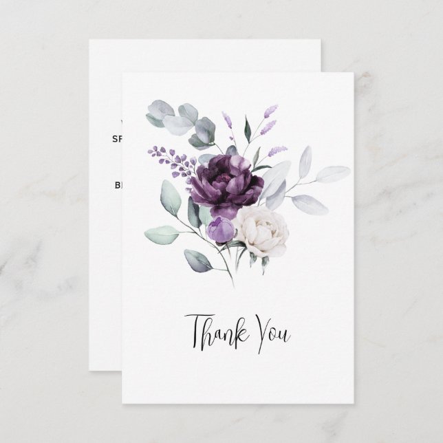 Lavender Peonies and White Roses Wedding Thank You (Front/Back)