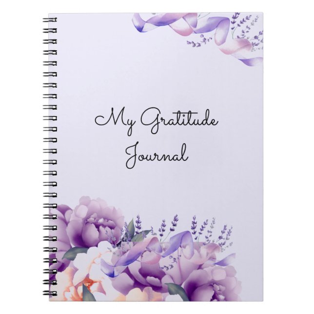 Lavender Peonies Gratitude Journal Notebook (Front)